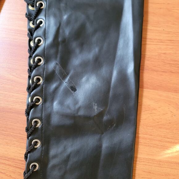 Vintage 1990 Vinyl HOT Motorcycle Chaps Women Sexy Fetish LGBTQ OS Adjusts Black - Picture 14 of 16